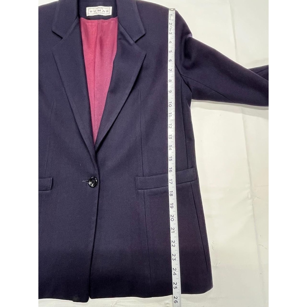 Vintage Dumas Petite Women's Purple Wool Blend Single Button Blazer 4 Petite - Picture 6 of 10